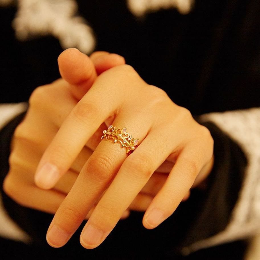 Bague Couronne Raiponce avec Perles d'Eau Douce et Opalite Olivenorma