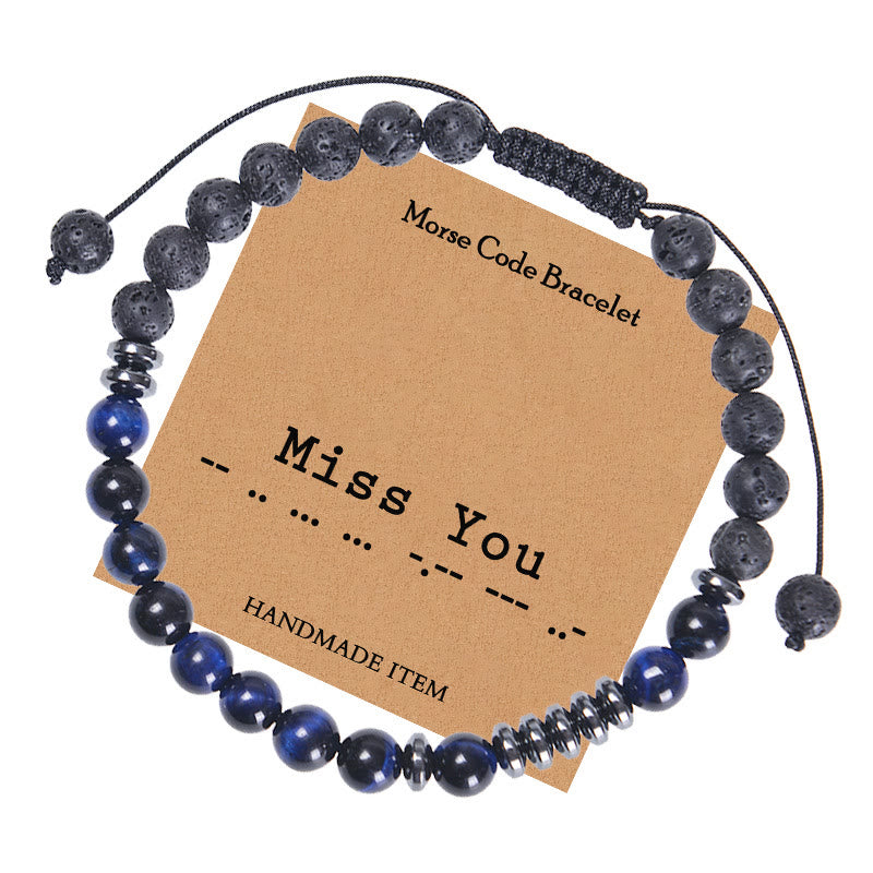 Bracelet homme en perles d'oeil de tigre bleu naturel de 6 mm Olivenorma