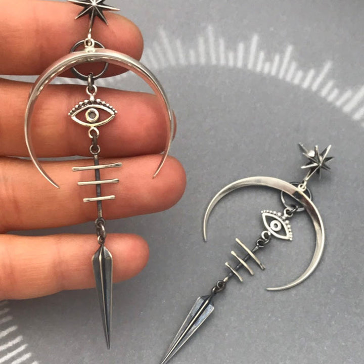 Boucles d'oreilles croissant de lune mauvais œil Olivenorma