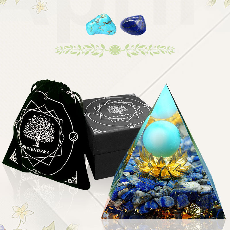 Olivenorma La Pyramide Orgonite Turquoise & Lapis Lazuli Expansion Spirituelle