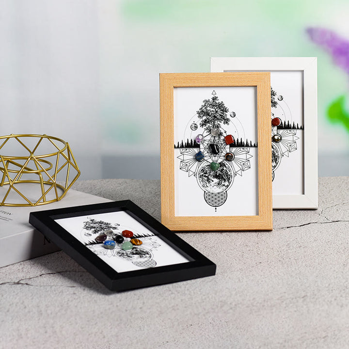 Cadre photo décoratif avec motif arbre de vie et chakra Olivenorma