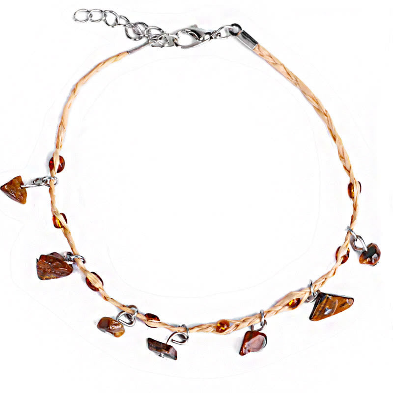 Bracelet de cheville avec pendentif en gravier de cristal naturel Olivenorma