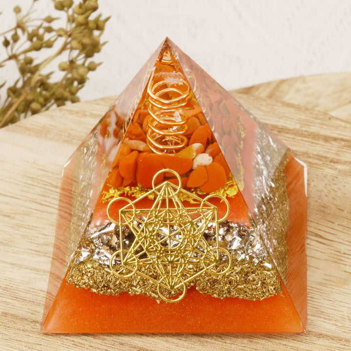 Pyramide d'orgone en cristal transparent Olivenorma Metatron's Cube