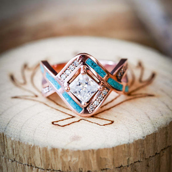 Bague Olivenorma en argent plaqué S925 avec turquoise et zircon