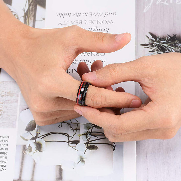 Bague pour homme en carbure de tungstène noir Olivenorma Color Opal 8 mm