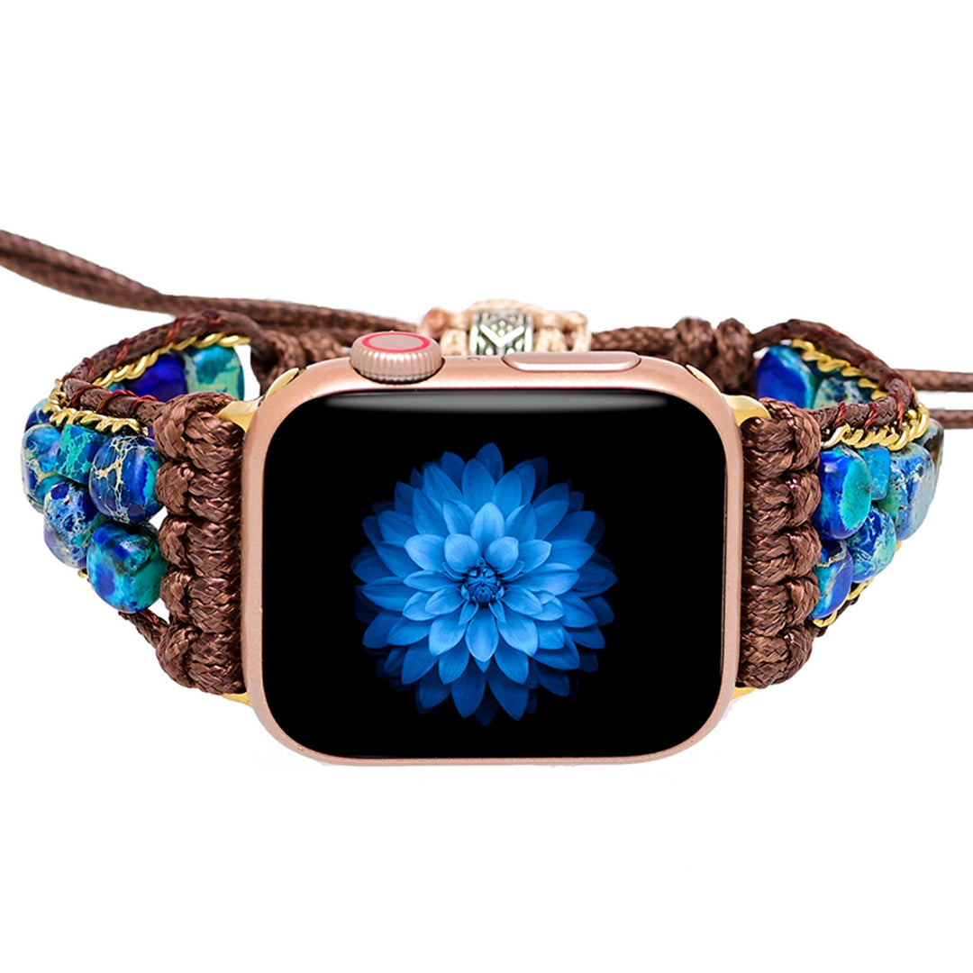 Bracelet enveloppant pour Apple Watch avec pierre empereur bleue Olivenorma