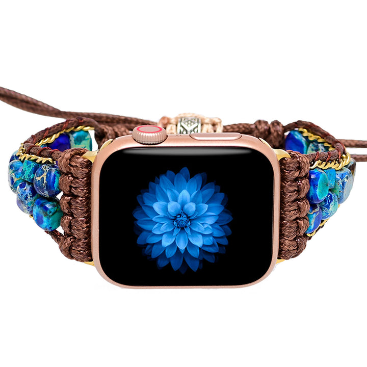 Bracelet enveloppant pour Apple Watch avec pierre empereur bleue Olivenorma