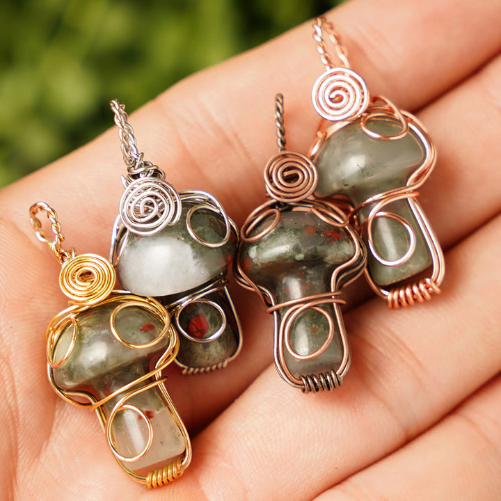 Collier en pierre de guérison naturelle Olivenorma aux champignons