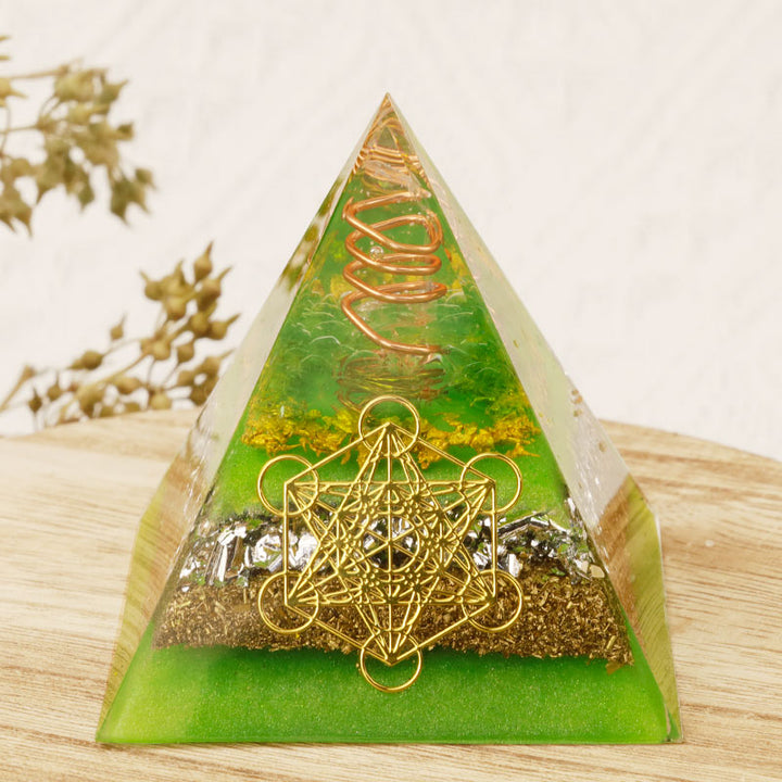 Pyramide d'orgone du cube de Métatron d'Olivenorma Green Life