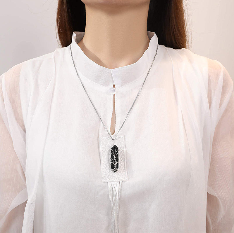 Collier en cristal Olivenorma avec pierres précieuses de l'arbre de vie