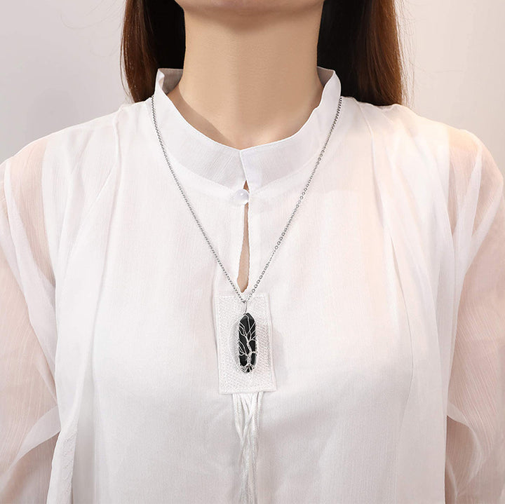 Collier en cristal Olivenorma avec pierres précieuses de l'arbre de vie
