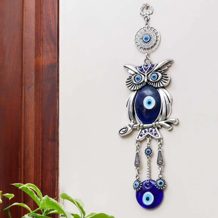 Décoration murale avec amulette de protection contre le mauvais œil et le hibou Olivenorma