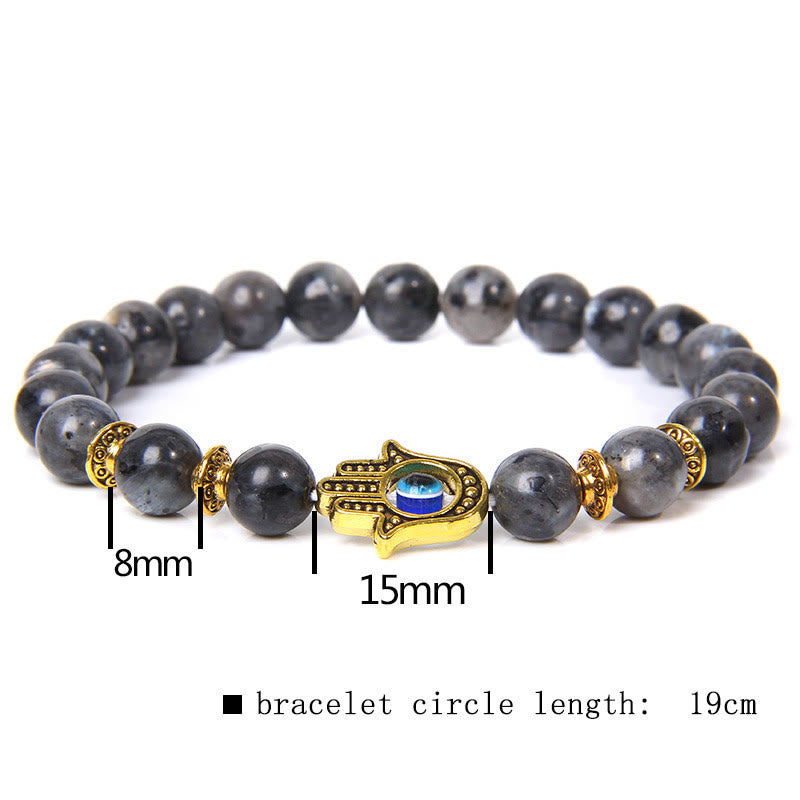 Bracelet homme Olivenorma Evil Eye Hamsa 8 mm en perles naturelles