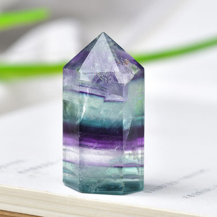 Baguettes à pointes en cristal de fluorite arc-en-ciel Olivenorma