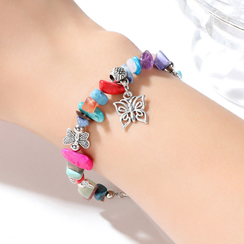 Bracelet à breloques papillon en cristal coloré Olivenorma