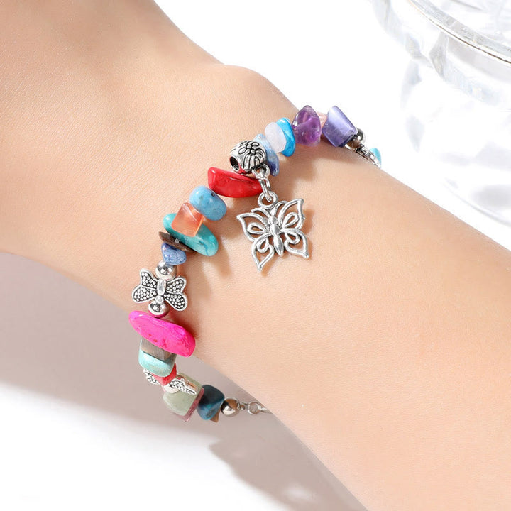 Bracelet à breloques papillon en cristal coloré Olivenorma