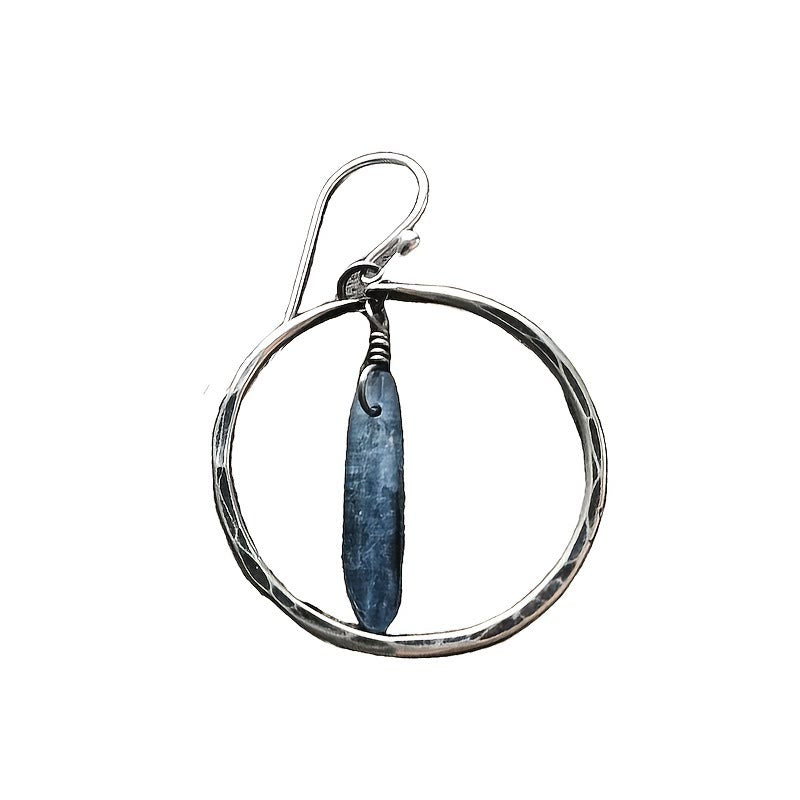 Boucles d'oreilles créoles rétro Olivenorma en lapis-lazuli