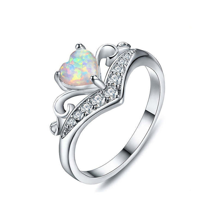 Bague en opale avec couronne en forme de cœur « Peace of Mind » Olivenorma