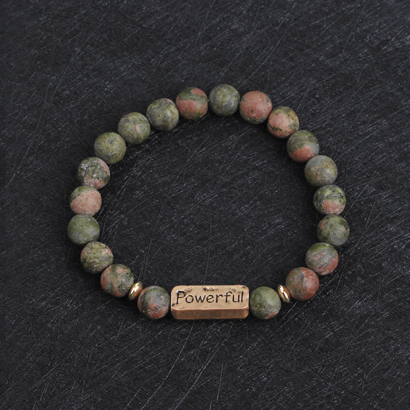Bracelet de gravure puissant avec pierres précieuses naturelles Love Olivenorma