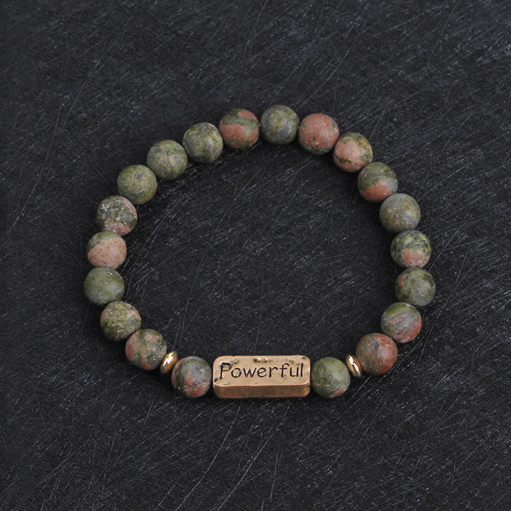 Bracelet de gravure puissant avec pierres précieuses naturelles Love Olivenorma