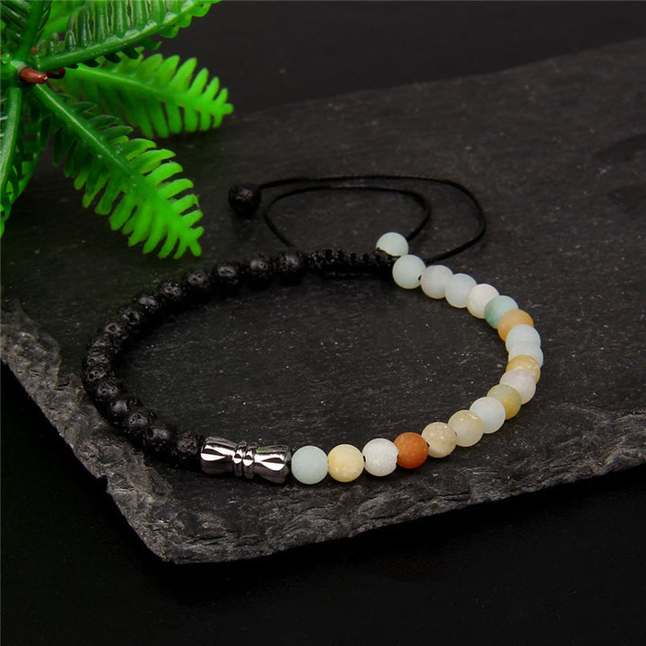 Bracelet tressé en onyx noir et pierre naturelle Olivenorma 4 mm