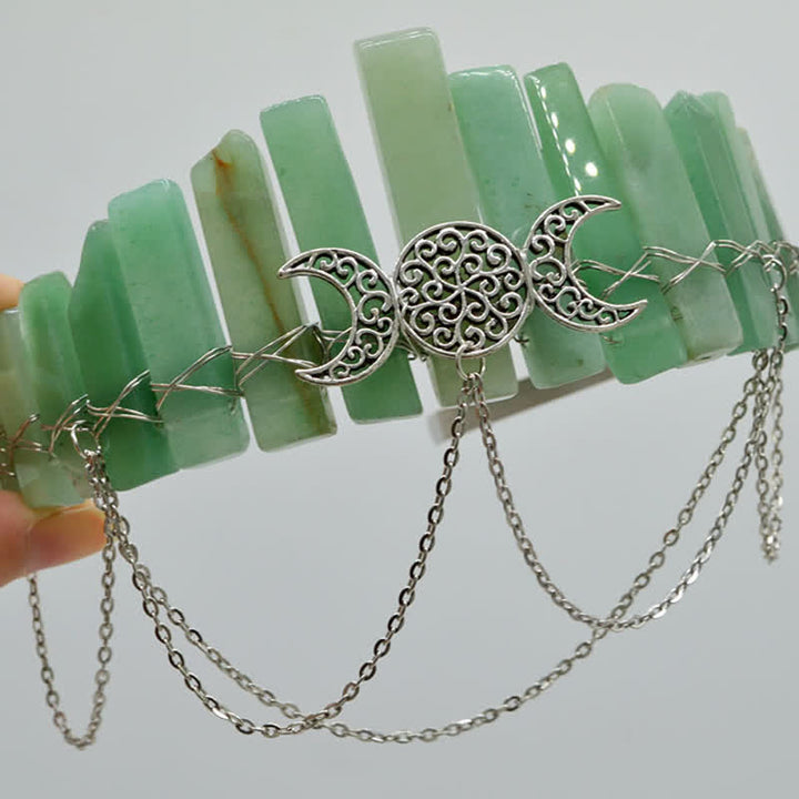 Couronne de cristal naturel de déesse de croissant de lune Olivenorma