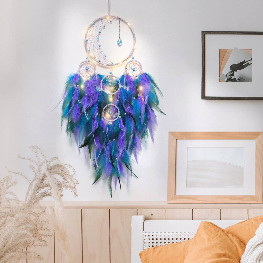 Décoration de lune en demi-cercle Olivenorma avec attrape-rêves lumineux