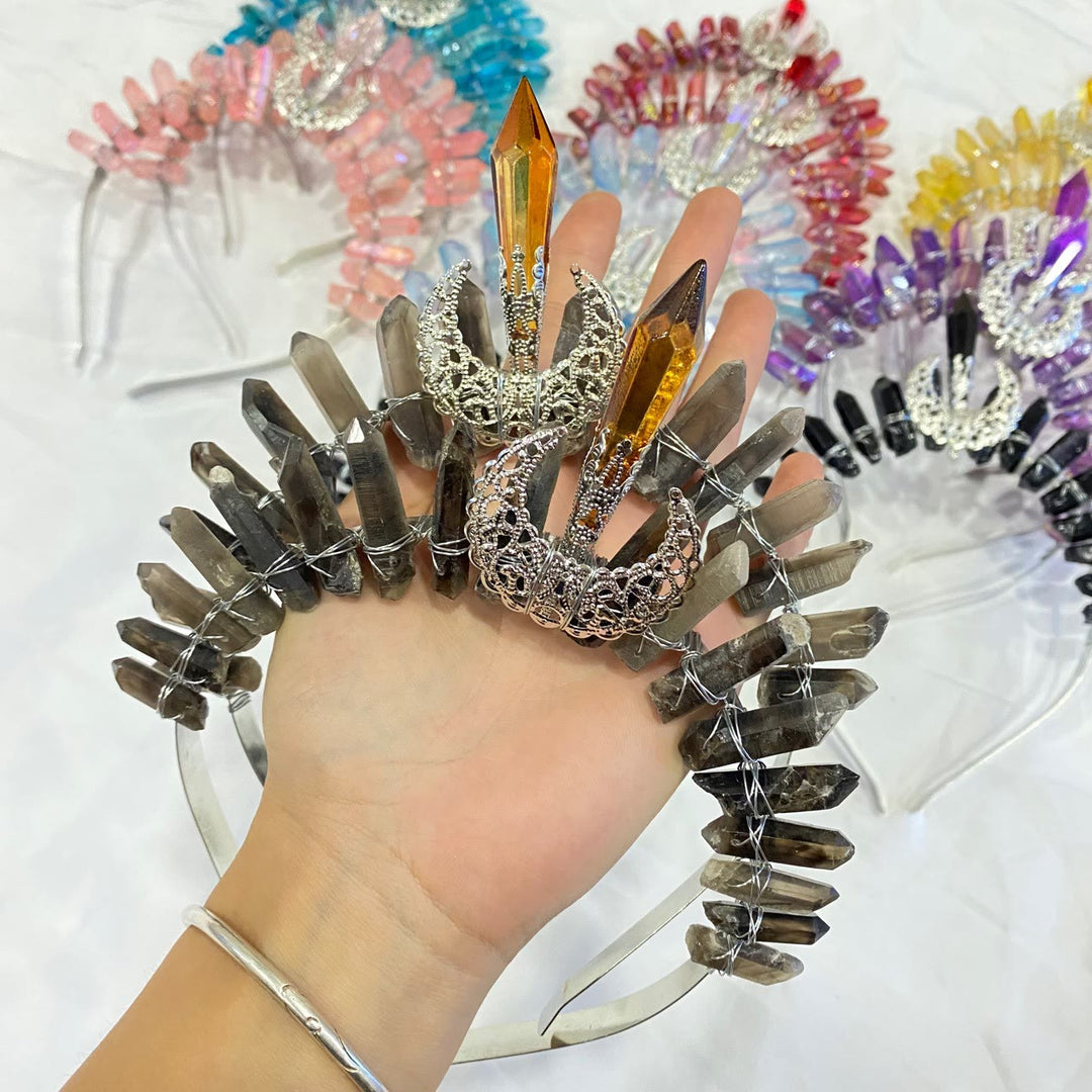 Couronne de cristal naturel avec bandeau de décoration de lune Olivenorma