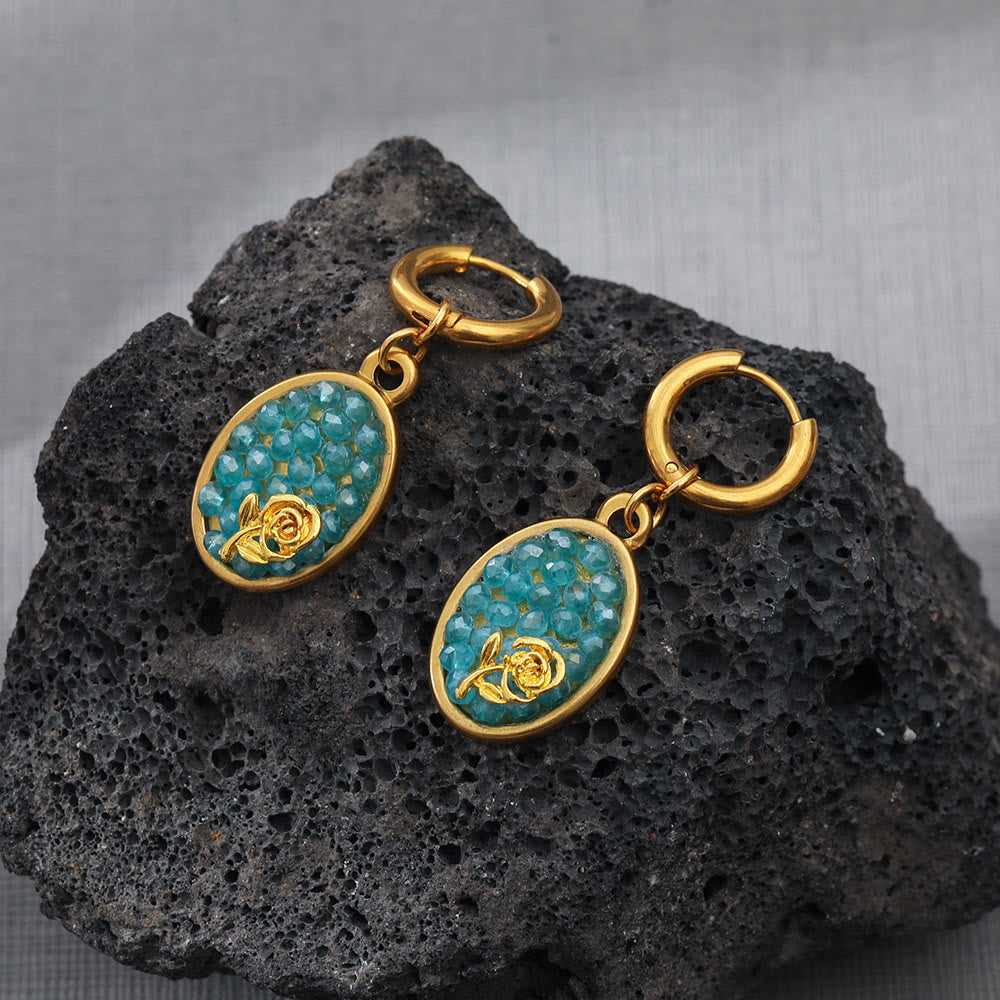 Boucles d'oreilles pendantes ovales en tourmaline rose écrasée Olivenorma Paraiba