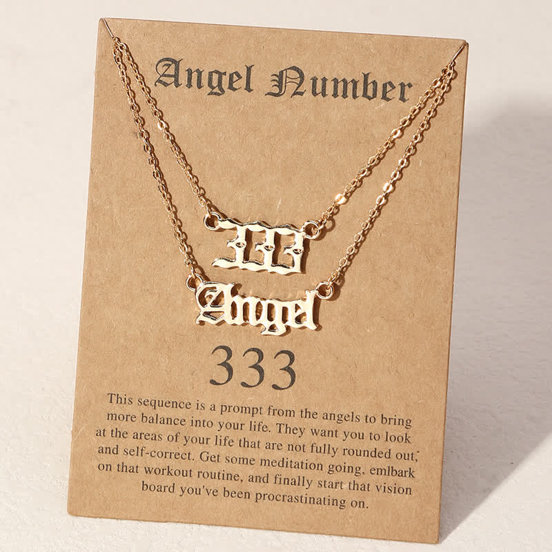 Collier double délicat avec chiffres et anges Olivenorma