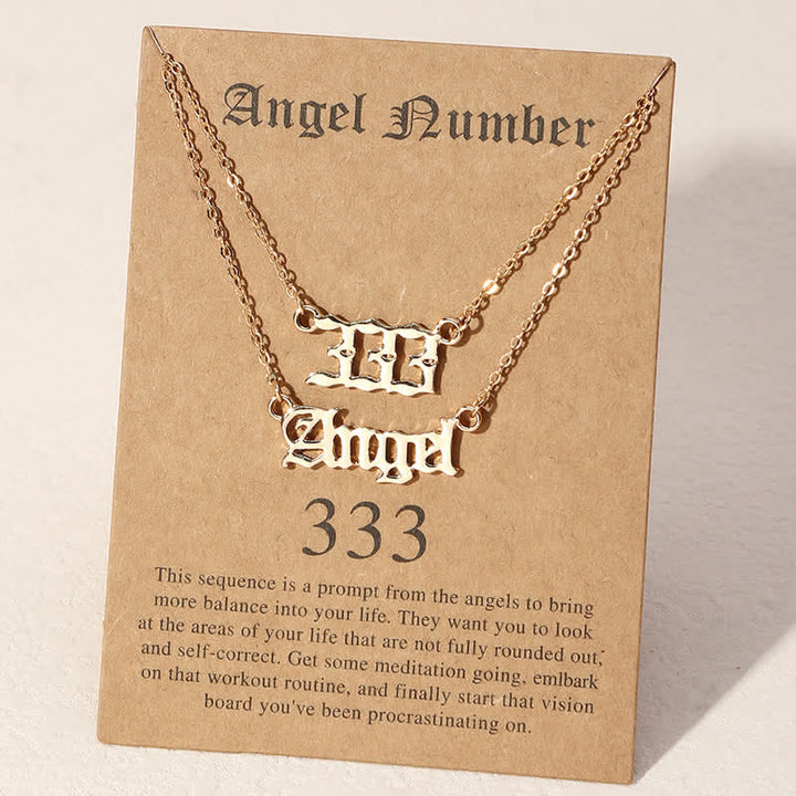 Collier double délicat avec chiffres et anges Olivenorma