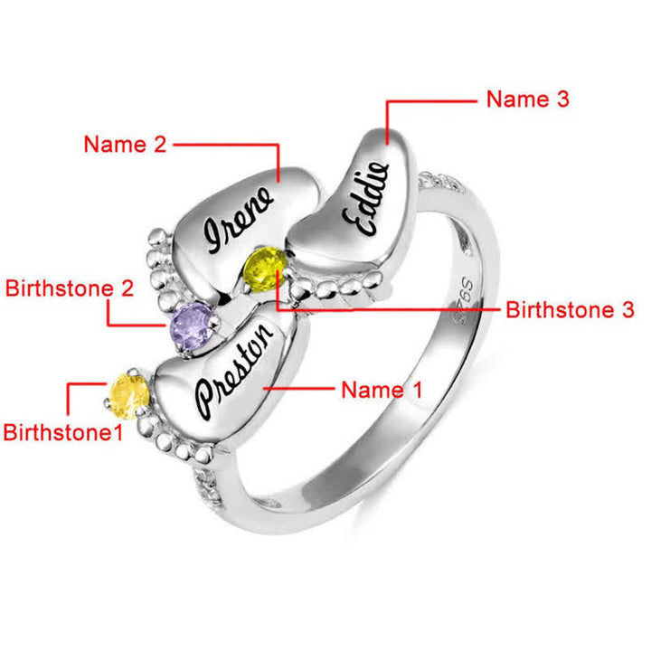 Bague créative avec pierres de naissance gravées pour pieds de bébé Olivenorma