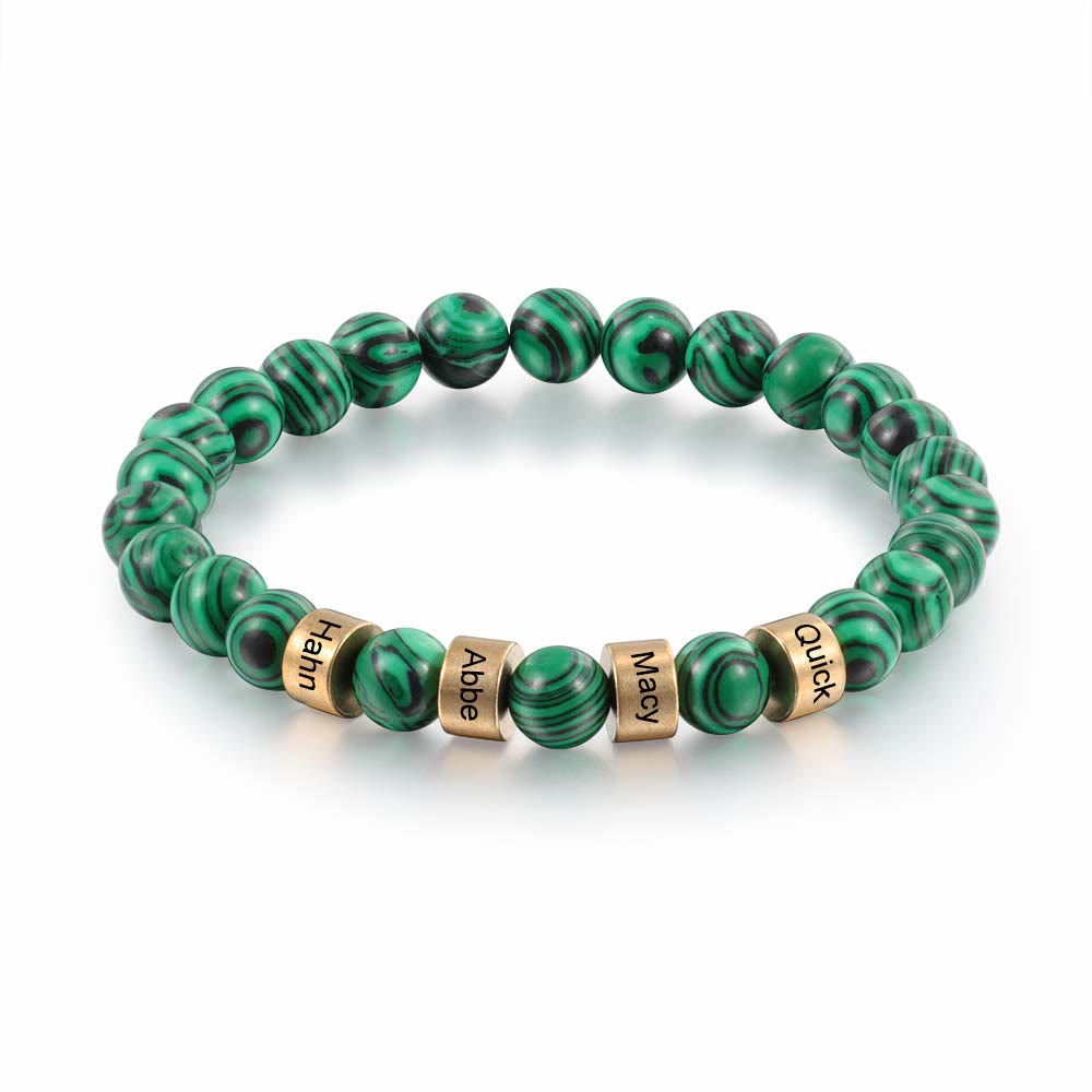 Bracelet homme en perles personnalisées gravées sur pierre naturelle Olivenorma