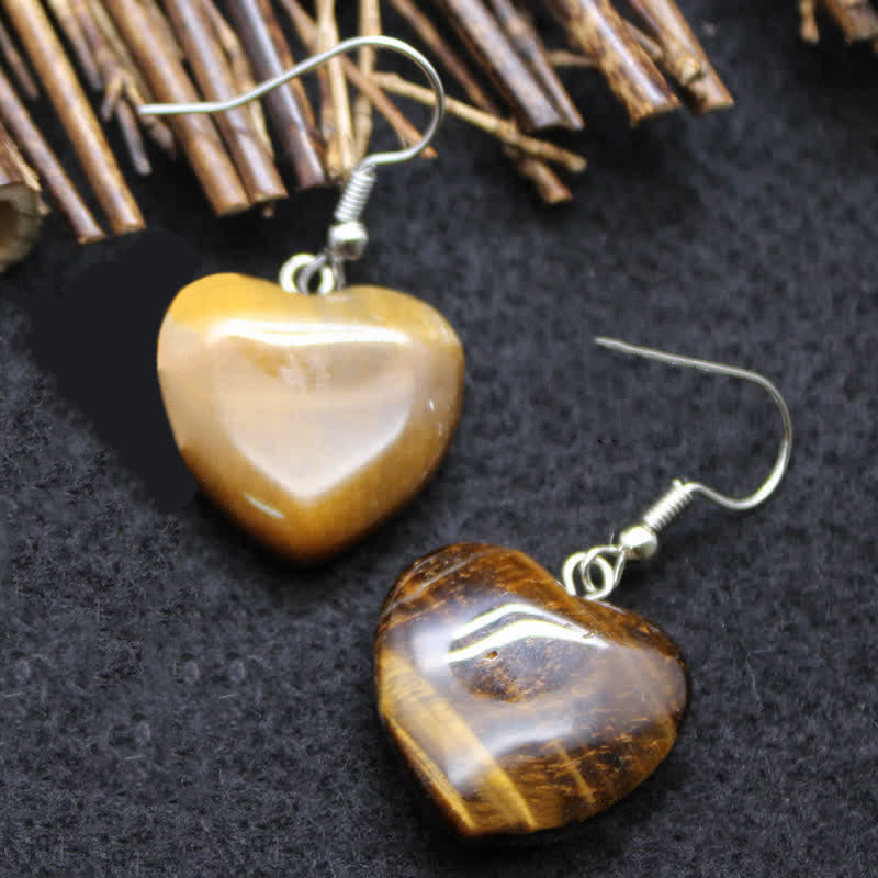 Boucles d'oreilles de guérison en cristal naturel avec cœur