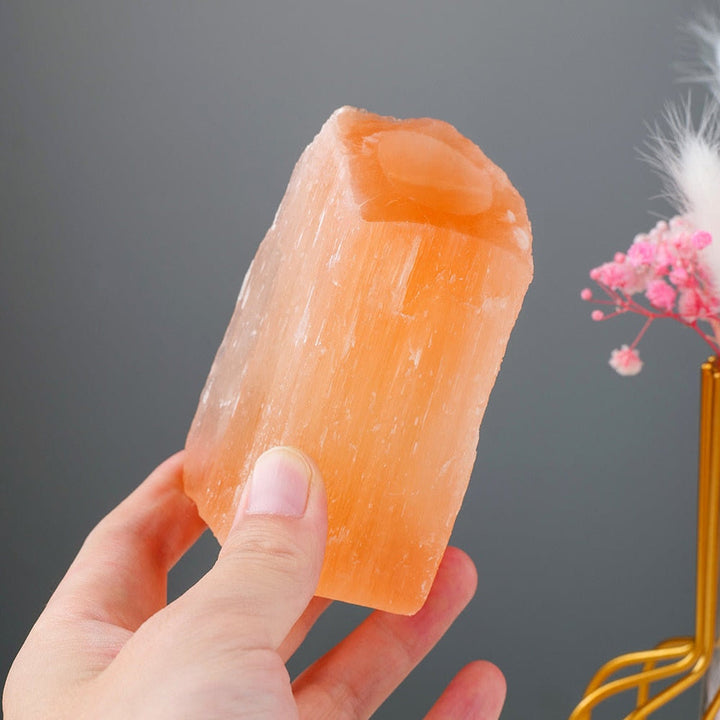 Support de sphère en cristal de sélénite orange Olivenorma pour décoration de pierres précieuses