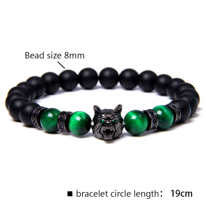 Bracelet Loup Oeil de Tigre Vert Foncé