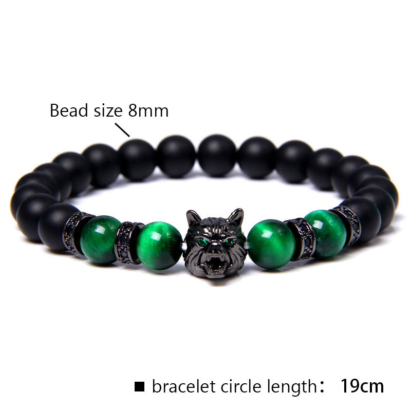 Bracelet Loup Oeil de Tigre Vert Foncé