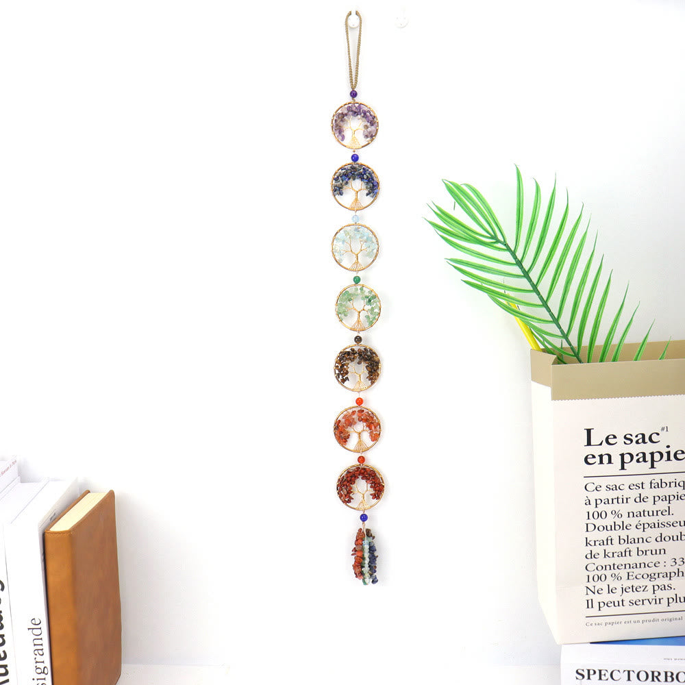 Décoration murale arbre de vie Feng Shui en cristal à 7 chakras Olivenorma