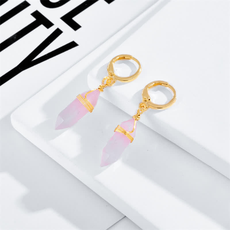 Boucles d'oreilles de guérison en opale rose naturelle