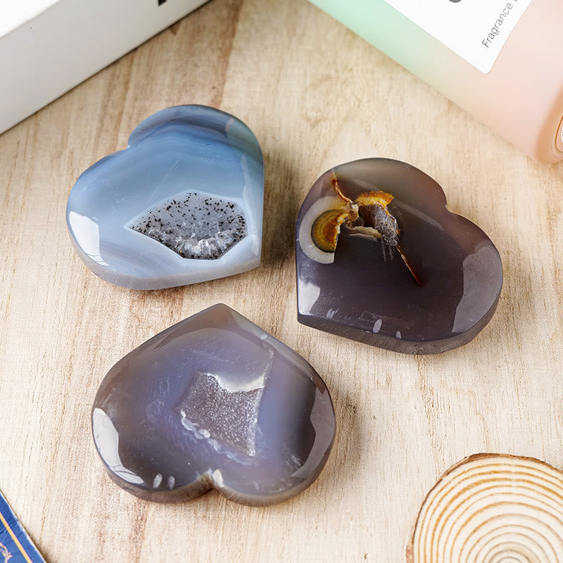 Cœur en cristal de pierre de jeu de géode d'agate de couleur naturelle Olivenorma