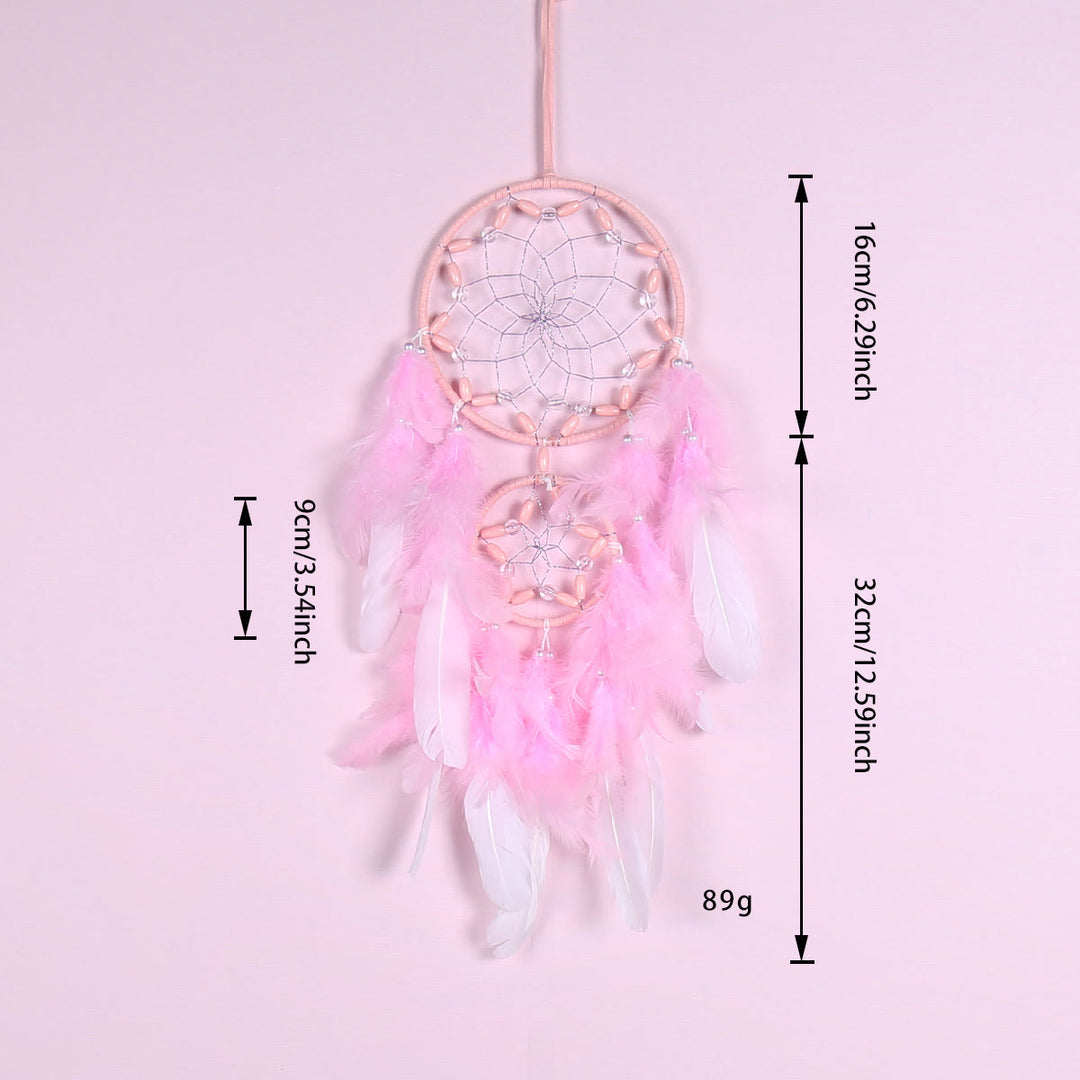 Attrape-rêves en perles de bois acryliques roses Olivenorma