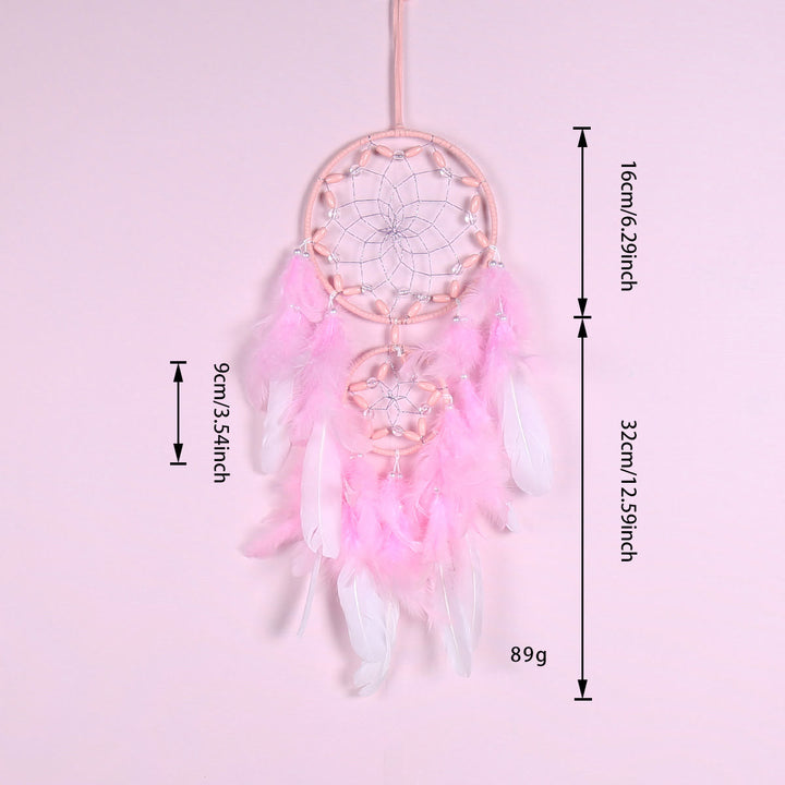 Attrape-rêves en perles de bois acryliques roses Olivenorma