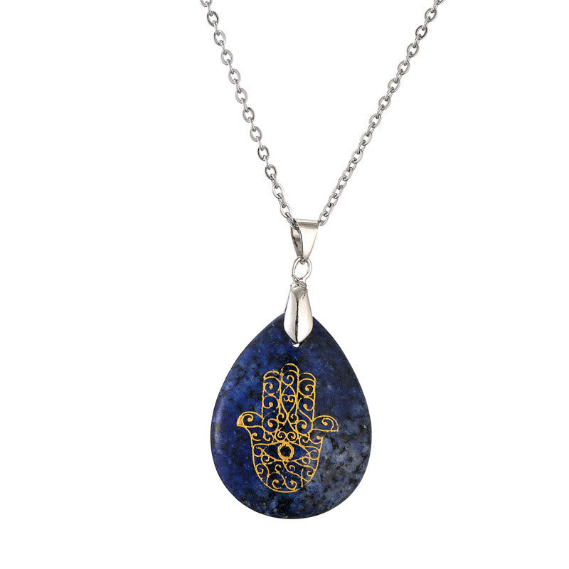 Collier pendentif Hamsa en cristal naturel en forme de goutte Olivenorma
