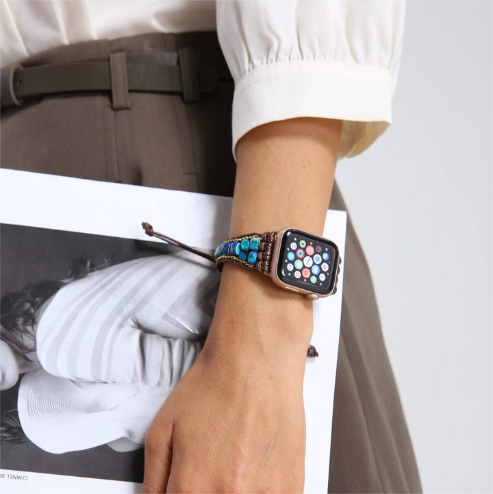 Bracelet enveloppant pour Apple Watch avec pierre empereur bleue Olivenorma