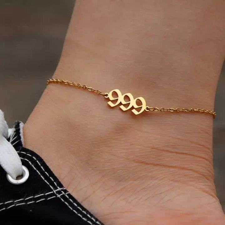 Bracelet de cheville spirituel avec numéro d'ange