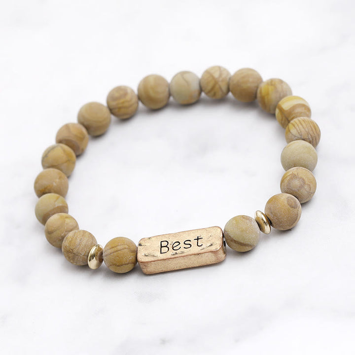 Bracelet avec gravure en pierres précieuses naturelles Olivenorma