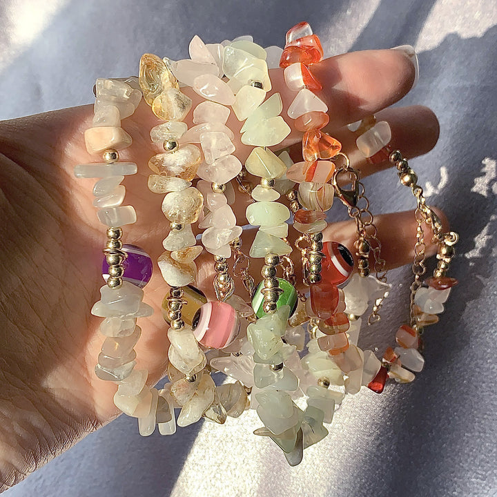 Bracelet pendentif mauvais œil en gravier de cristal naturel Olivenorma