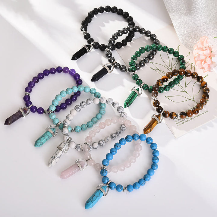 Bracelet pendentif prisme hexagonal en cristal perle Olivenorma de 8 mm