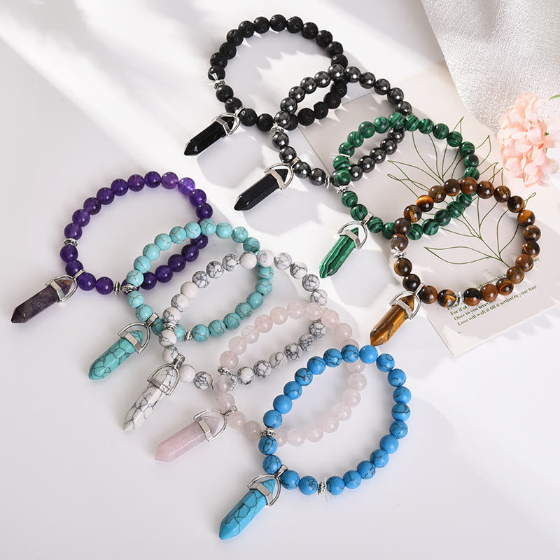 Bracelet pendentif prisme hexagonal en cristal perle Olivenorma de 8 mm