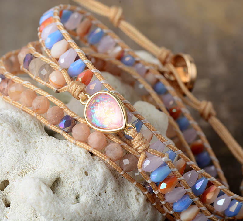BRACELET ENROULÉ PIERRE DE SOLEIL ET OPALE